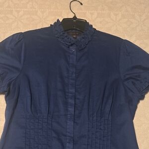 The Limited Dark Blue Ruffled Blouse